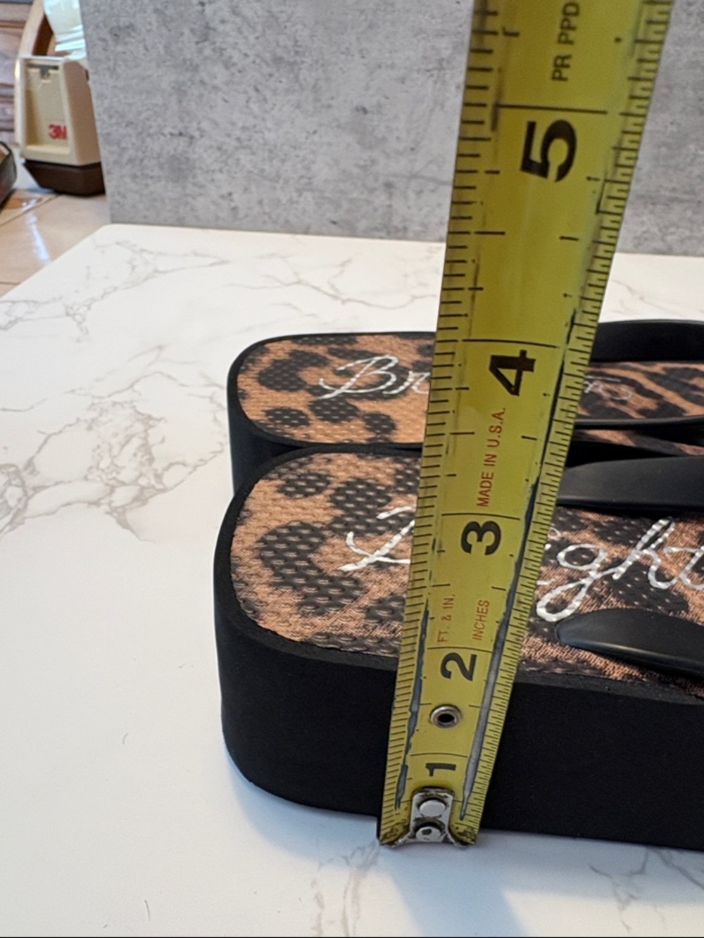 Brighton Leopard Print Wedge Sandals with Rhinestone Detail - Black/Beige- 8? - Picture 5 of 7